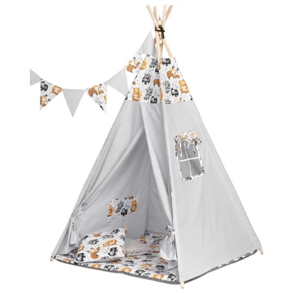 Детская палатка Sensillo Teepee Tent Raccoons 3 года -/ Grey photo 1 Детская палатка Sensillo Teepee Tent Raccoons 3 года -/ Grey photo 1