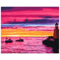 Pictură pe numere BrushMe Apus de soare la debarcader BS21542FC 50 x 40 cm/ Orizontală
