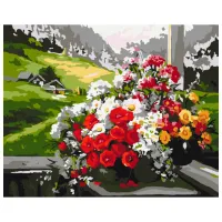 Картина по номерам BrushMe Букеты на окне BS9500FC 50 x 40 см/ Горизонтальная