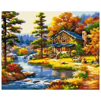 Картина по номерам BrushMe Дом у озера BS51963 50 x 40 см/ Горизонтальная