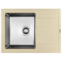 Chiuvetă Florentina Combi 650 65 x 48 / Piatră artificială, inox / Champagne