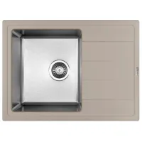 Chiuvetă Florentina Combi 650 65 x 48 / Piatră artificială, inox / Gray