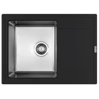 Chiuvetă Florentina Combi 650 65 x 48 / Piatră artificială, inox / Antracit