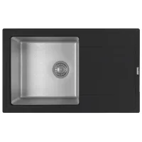 Chiuvetă Florentina Combi 780 78 x 48 / Piatră artificială, inox / Antracit