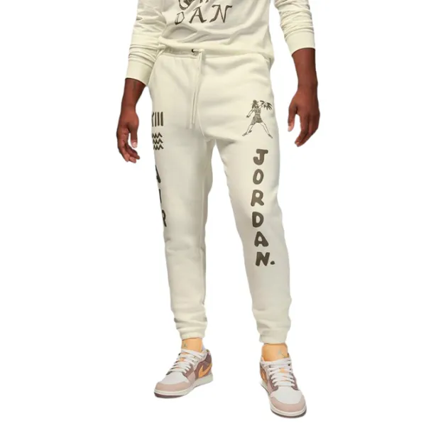 Pantaloni sportivi pentru bărbați Jordan Flt Artst Srs Flc Pant L/ Beige photo 1