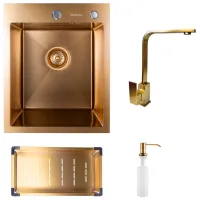Chiuvetă SanDonna HD4050 + Baterie 50 x 40 / Oțel inoxidabil / Gold