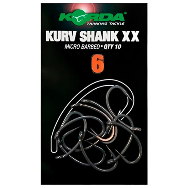 Набор крючков Korda Kurv Shank XX Количество в наборе - 10 / Размер - 6 photo 1