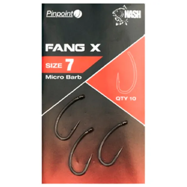 Set de cârlige Nash Pinpoint Fang X Micro Barb Cantitatea în set - 10 / Mărimea - 7 photo 1