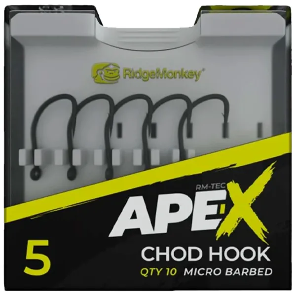 Set de cârlige Ridge Monkey Ape-X Chod Barbed Cantitatea în set - 10 / Mărimea - 5 photo 1