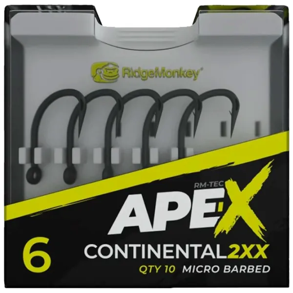 Set de cârlige Ridge Monkey Ape-X Continental 2XX Cantitatea în set - 10 / Mărimea - 6 photo 1