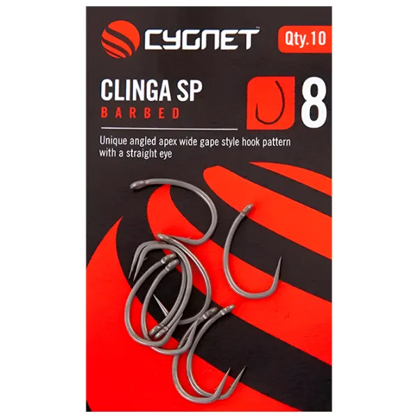 Set de cârlige Cygnet Clinga SP Hooks Barbed Cantitatea în set - 10 / Mărimea - 8 photo 1