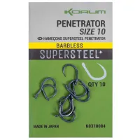 Набор крючков Korum Penetrator Barbless Количество в наборе - 10 / Размер - 10