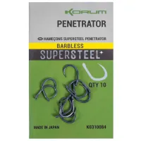 Набор крючков Korum Penetrator Barbless Количество в наборе - 10 / Размер - 12