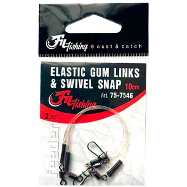 Lesă pentru pescuit Fil Fishing ELASTIC GUM LINKS & SWIVEL SNAP 10 cm photo 1