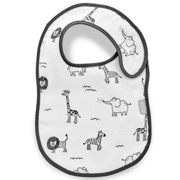 Слюнявчик BabyJem Zoo Классическая/ Муслин/ Серый photo 1