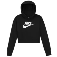 Толстовка для девочек Nike G Nsw Club Ft Crop Hoodie Hbr S/ Черный