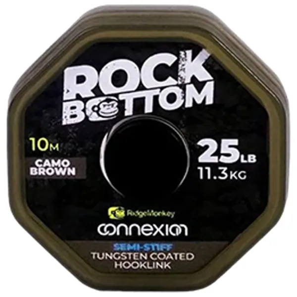 Fir pentru pescuit Ridge Monkey Connexion Rock Bottom Tungsten Semi Stiff Coated Hooklink 10 m/ 11.3 kg photo 1