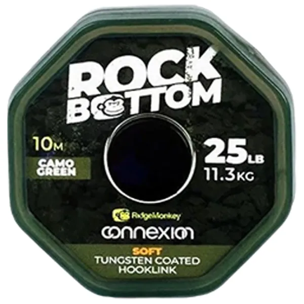 Fir pentru pescuit Ridge Monkey Connexion Rock Bottom Tungsten Soft Coated Hooklink 10 m/ 11.3 kg photo 1