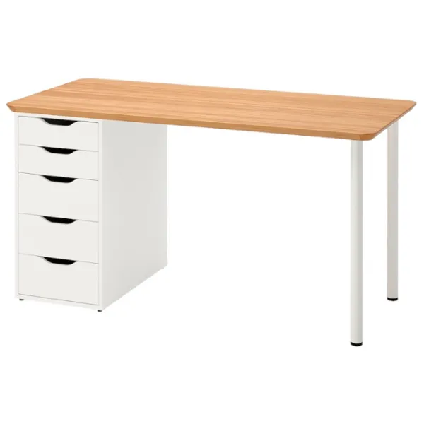 Masă de birou Ikea Anfallare/ Alex 140x65 PAL/ White photo 1