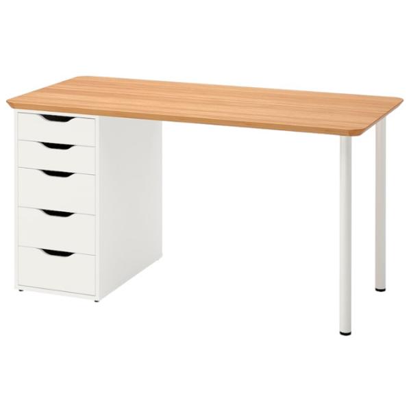 Masă de birou Ikea Anfallare/ Alex 140x65 PAL/ White photo 1