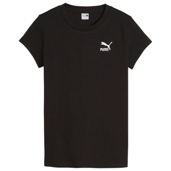 Tricou pentru femei Puma Classics Ribbed Slim Tee 39% poliester/ Black photo 1 Tricou pentru femei Puma Classics Ribbed Slim Tee 39% poliester/ Black photo 1