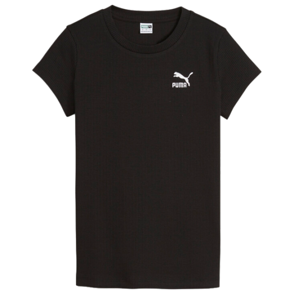 Tricou pentru femei Puma Classics Ribbed Slim Tee 39% poliester/ Black photo 1 Tricou pentru femei Puma Classics Ribbed Slim Tee 39% poliester/ Black photo 1