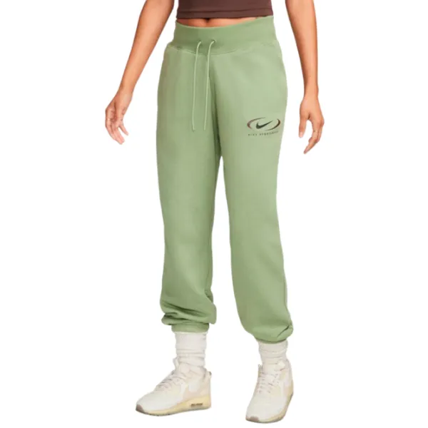 Pantaloni sportivi pentru femei Nike W Nsw Phnx Flc Hr Os Pant Prnt XS/ Dark Olive Green photo 1
