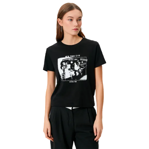 Tricou pentru femei Koton 4SAL10090IK 100% bumbac/ Black photo 1