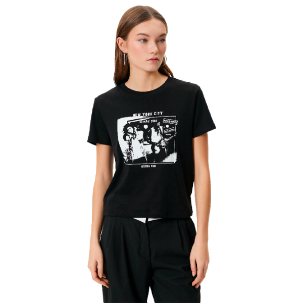 Tricou pentru femei Koton 4SAL10090IK 100% bumbac/ Black photo 1