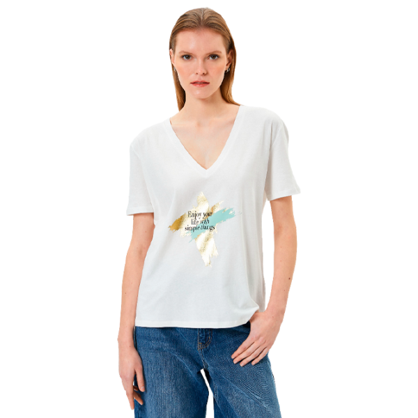 Tricou pentru femei Koton 4SAK50368EK 100% bumbac/ White photo 1