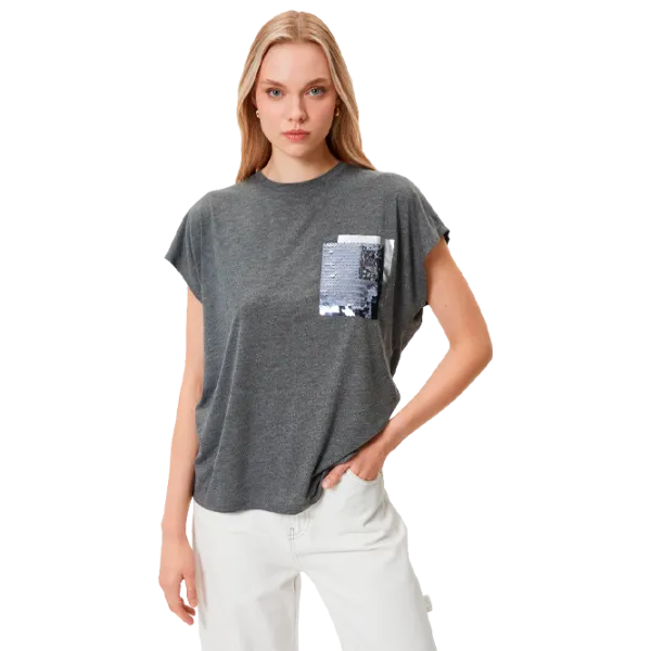 Tricou pentru femei Koton 4SAK50117EK 35% viscoză/ Gray photo 1