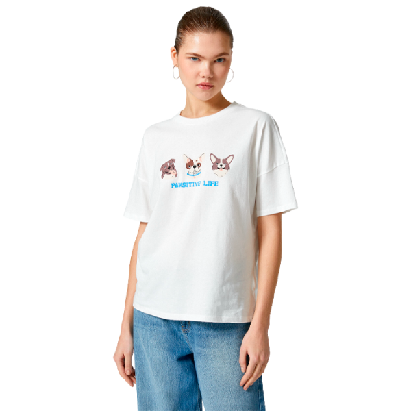 Tricou pentru femei Koton 4SAL10647IK 100% bumbac/ White photo 1