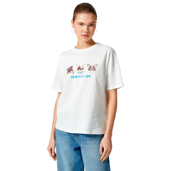 Футболка для женщин Koton 4SAL10647IK 100% хлопок/ Белый photo 1