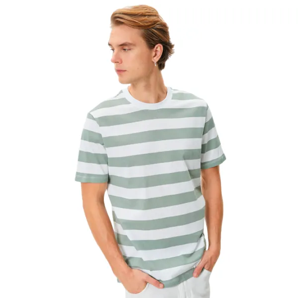 Футболка для мужчин Koton 4SAM10302HK 100% хлопок/ Green Stripe photo 1