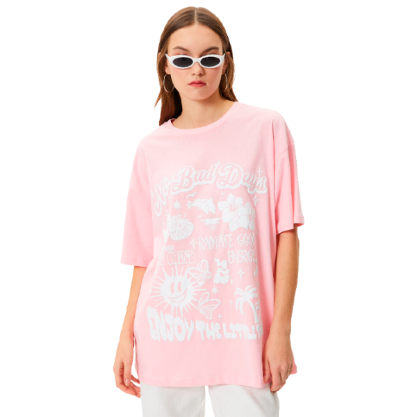 Tricou pentru femei Koton 4SAL10034IK 100% bumbac/ Pink photo 1 Tricou pentru femei Koton 4SAL10034IK 100% bumbac/ Pink photo 1