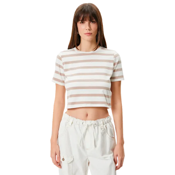 Tricou pentru femei Koton 4SAK50013E 4 % Elastan/ Beige photo 1 Tricou pentru femei Koton 4SAK50013E 4 % Elastan/ Beige photo 1