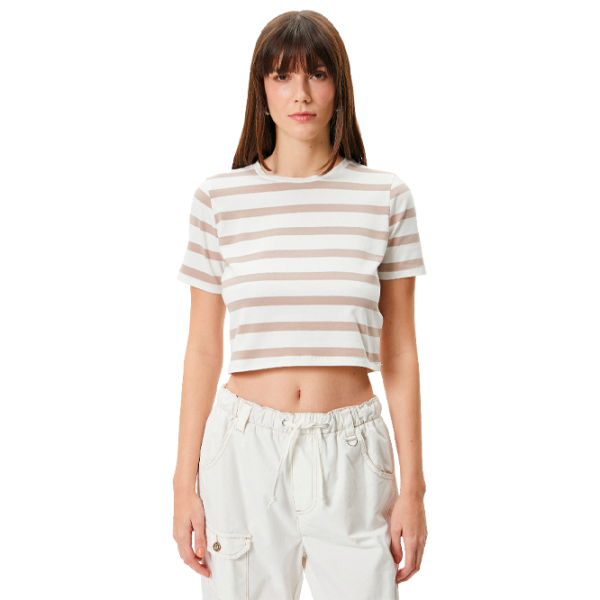 Tricou pentru femei Koton 4SAK50013E 4 % Elastan/ Beige photo 1 Tricou pentru femei Koton 4SAK50013E 4 % Elastan/ Beige photo 1