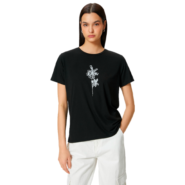 Tricou pentru femei Koton 4SAK50397EK 35% viscoză/ Black photo 1