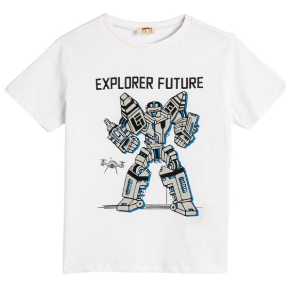 Tricou pentru băieți Koton 4SKB10023TK 128/ White photo 1