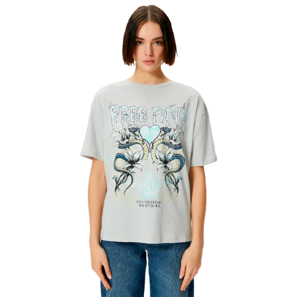 Футболка для женщин Koton 4SAL10634IK 100% хлопок/ Серый photo 1