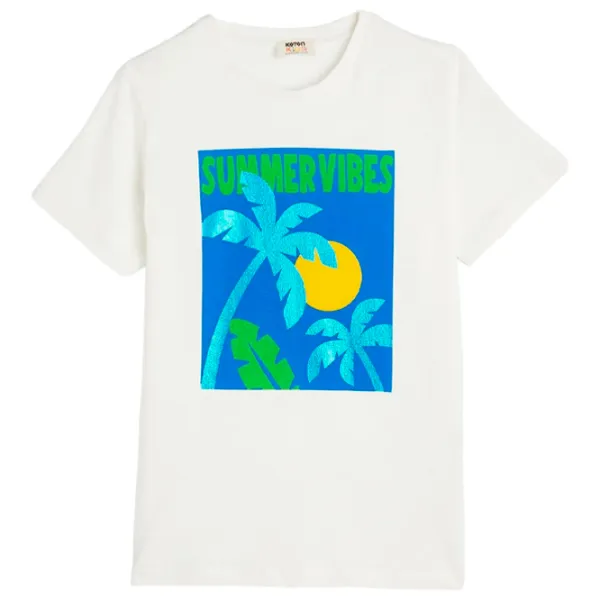 Tricou pentru băieți Koton 4SKB10132TK 110/ Ecru photo 1