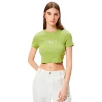 Tricou pentru femei Koton 4SAL10043IK 97% Bumbac/ Green