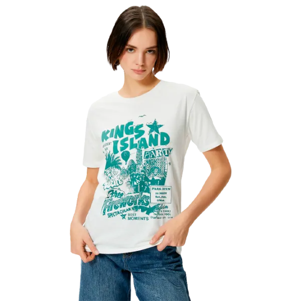 Tricou pentru femei Koton 4SAL10179IK 100% bumbac/ White photo 1