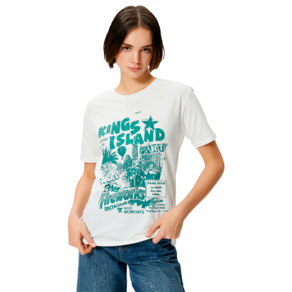 Tricou pentru femei Koton 4SAL10179IK 100% bumbac/ White photo 1