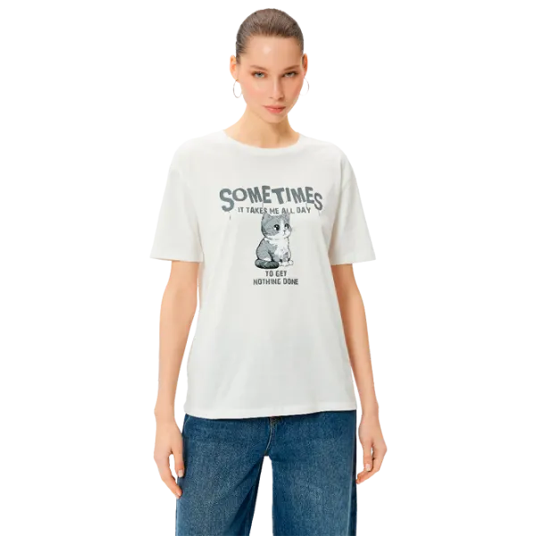 Tricou pentru femei Koton 4SAL10927IK 100% bumbac/ White photo 1