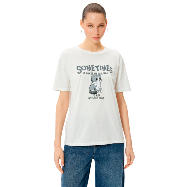 Tricou pentru femei Koton 4SAL10927IK 100% bumbac/ White photo 1