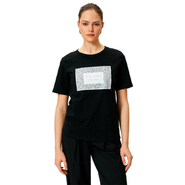 Tricou pentru femei Koton 4SAK50061EK 100% bumbac/ Black photo 1