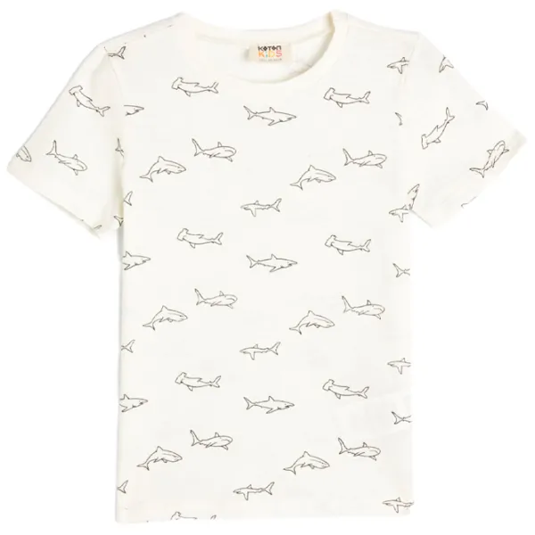 Tricou pentru băieți Koton 4SKB10308TK 110 / Ecru photo 1