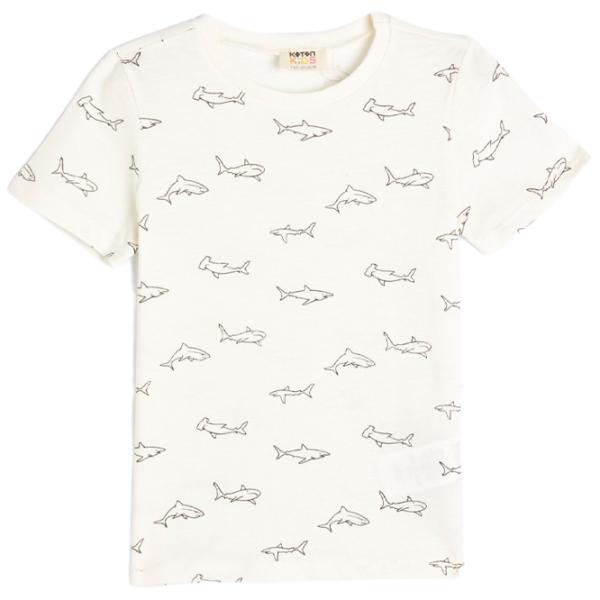 Tricou pentru băieți Koton 4SKB10308TK 110 / Ecru photo 1