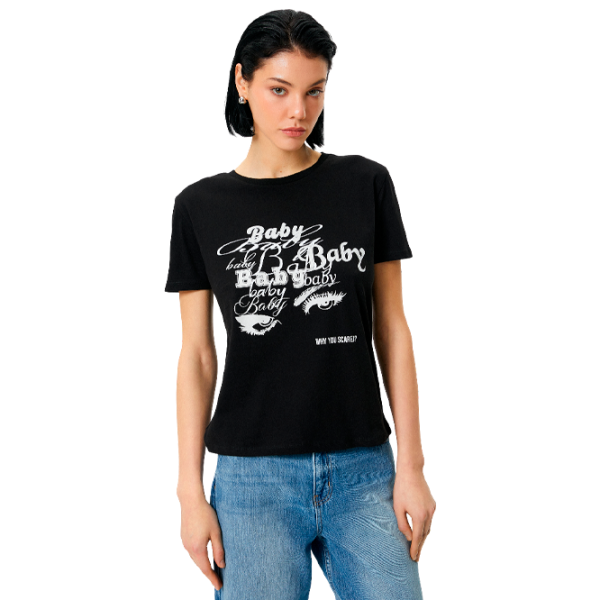 Tricou pentru femei Koton 4SAK50392EK 100% bumbac/ Black photo 1